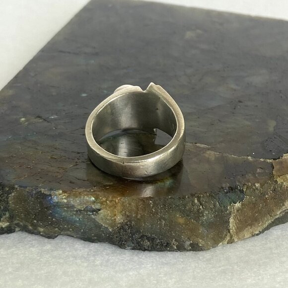 Sterling Silver 925 Asymmetric Oval Purple Amethyst Cabochon Ring Sz 5.75 - Picture 5 of 16